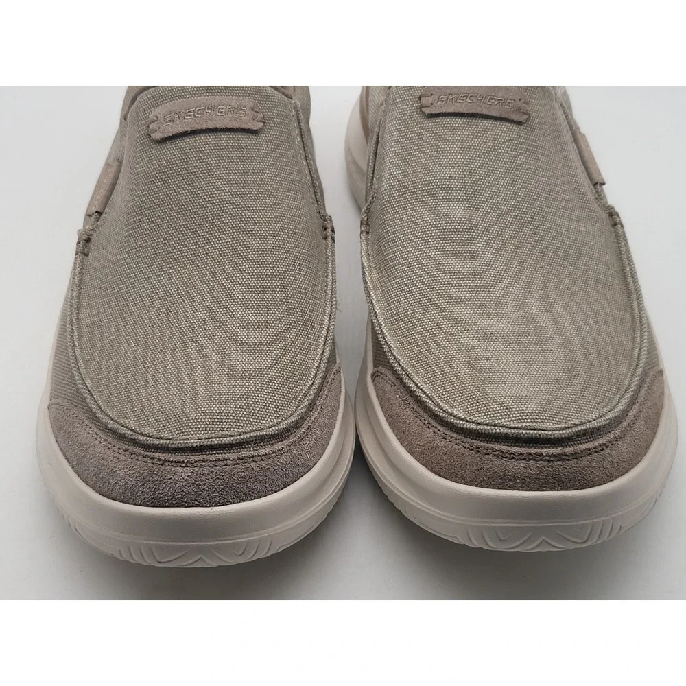 Skechers Hastings Vigo Mens 13 Taupe Slip On Casual Shoes 205366 TPE‎